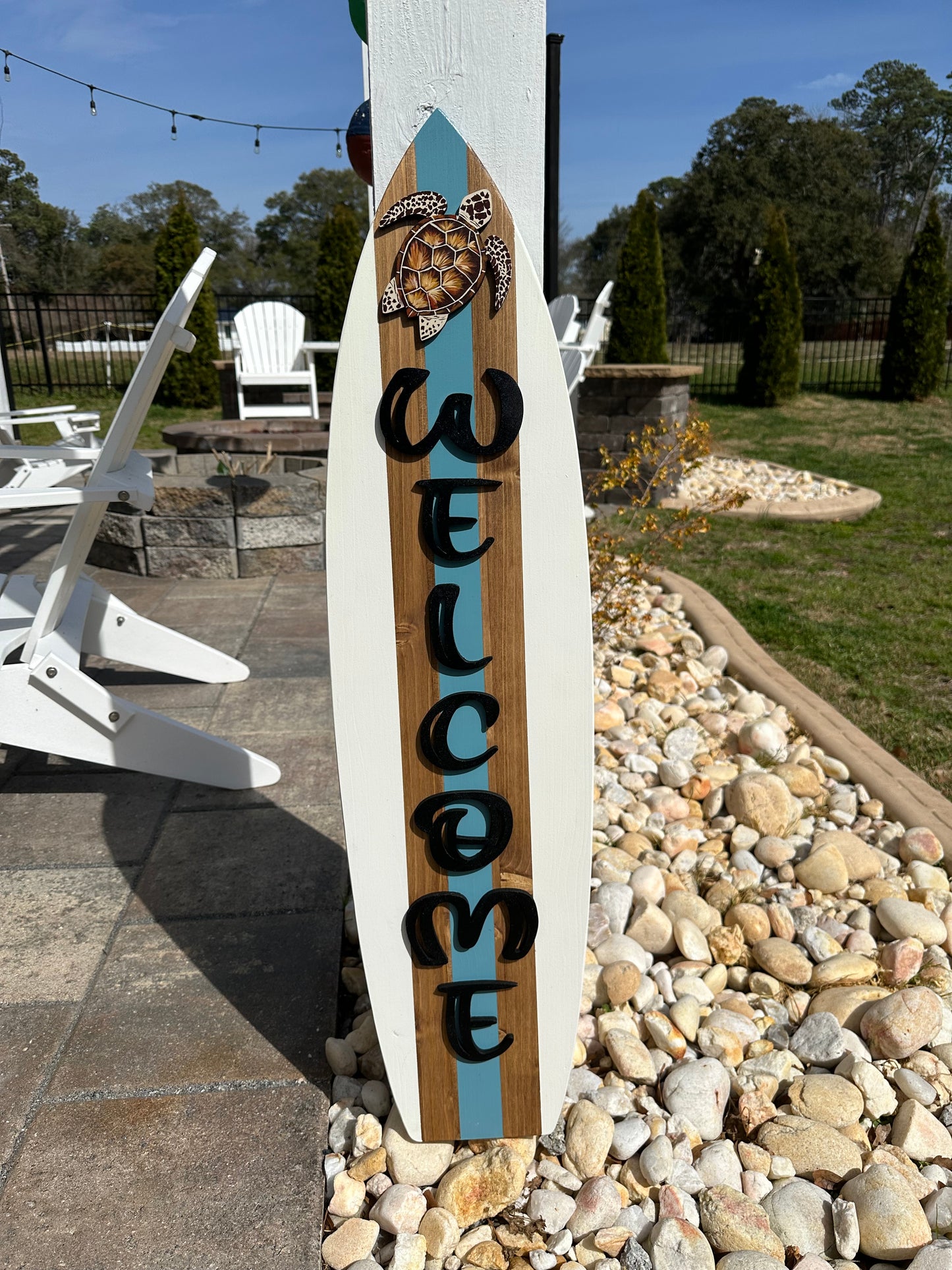 Surfboard WELCOME Sea Turtle Vertical Sign(3 Sizes Available)