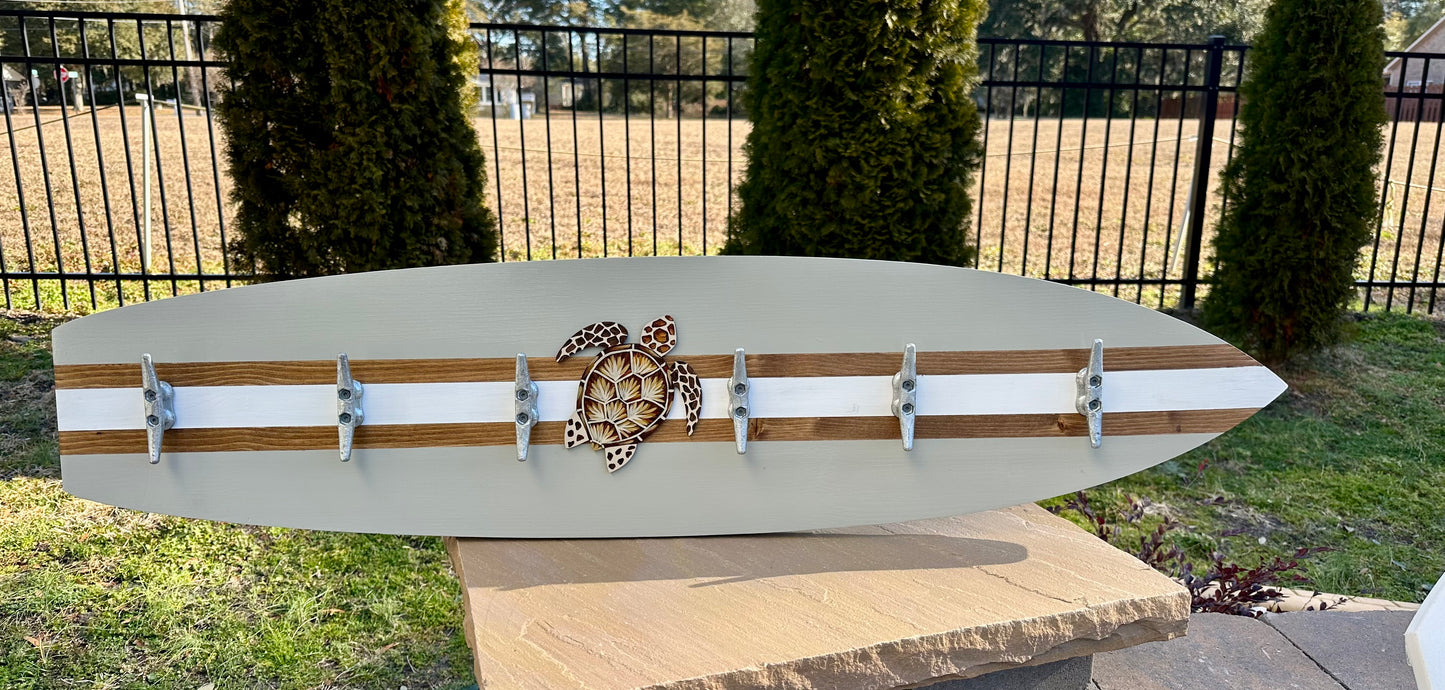 Sea Turtle Surfboard Beach Towel Rack (3 Sizes Available)