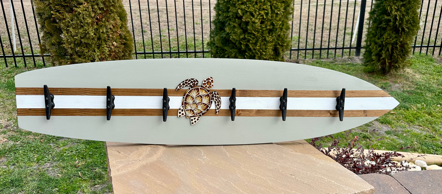 Sea Turtle Surfboard Beach Towel Rack (3 Sizes Available)