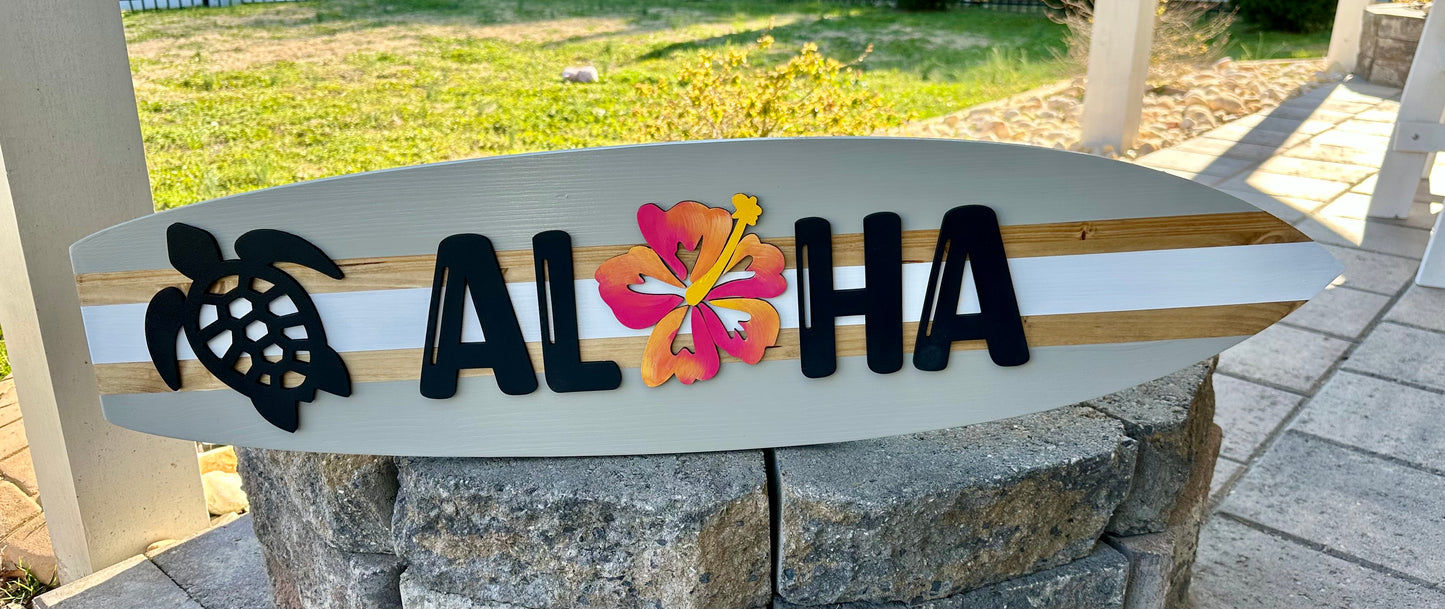 ALOHA Surfboard Horizontal Sign (2 Sizes Available)