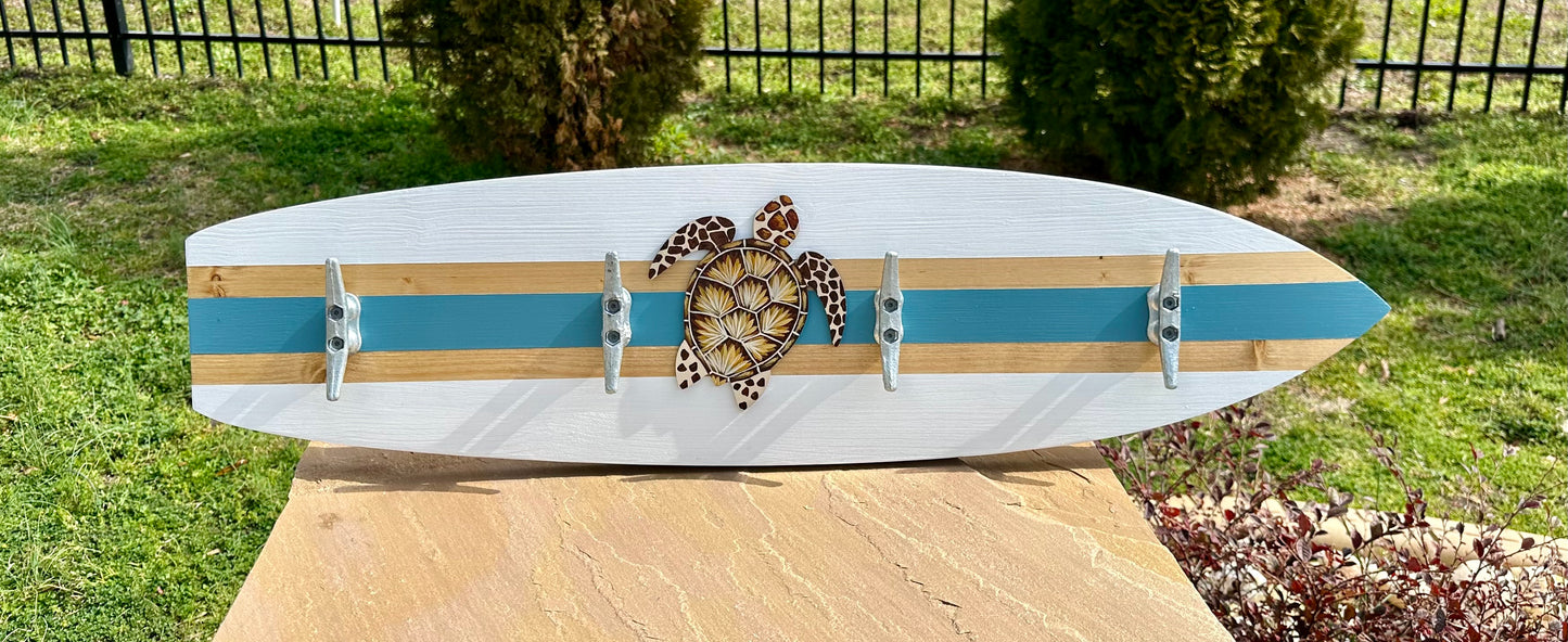 Sea Turtle Surfboard Beach Towel Rack (3 Sizes Available)