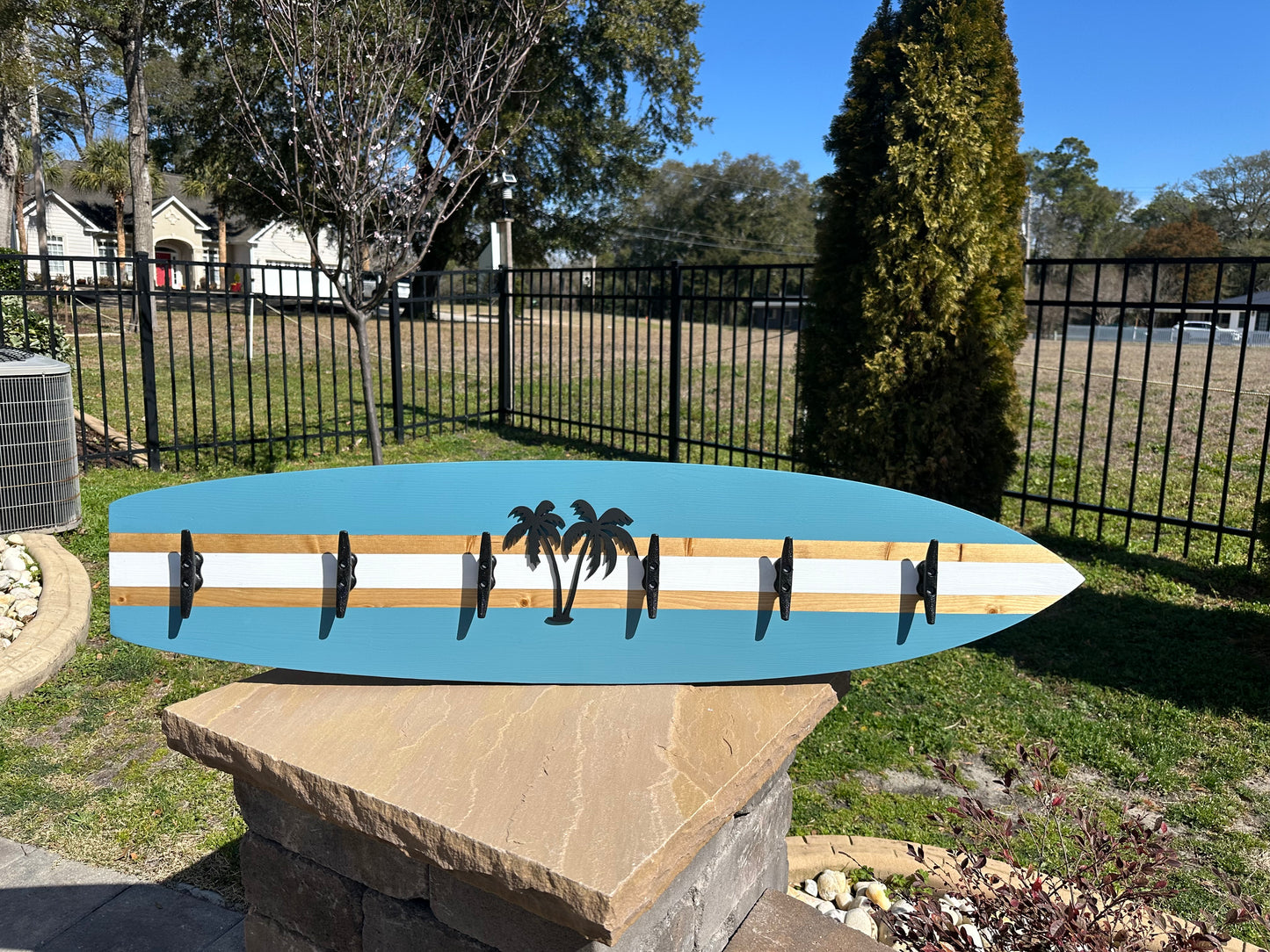 Surfboard Beach Towel Rack w/ Palm Trees (3 Sizes Available)