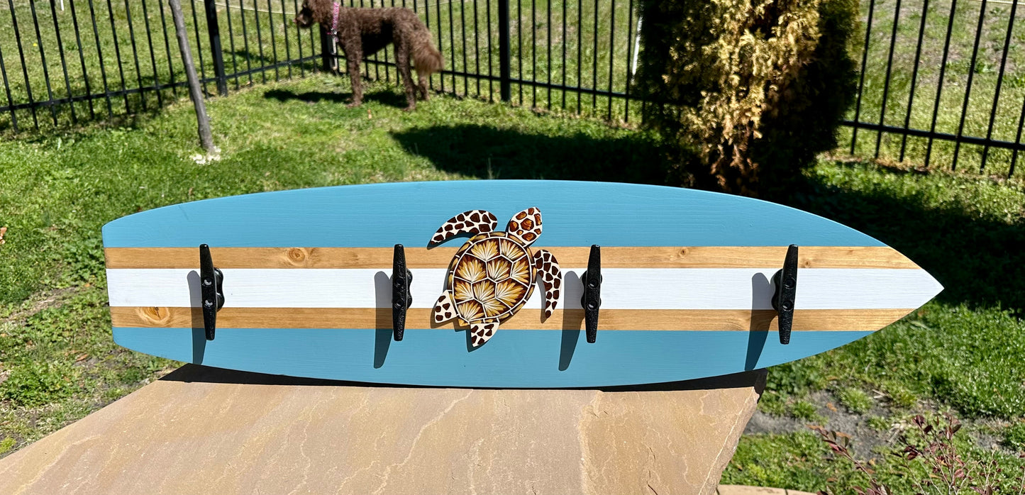 Sea Turtle Surfboard Beach Towel Rack (3 Sizes Available)
