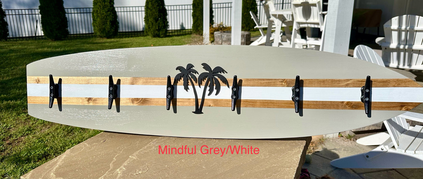 Surfboard Beach Towel Rack w/ Palm Trees (3 Sizes Available)