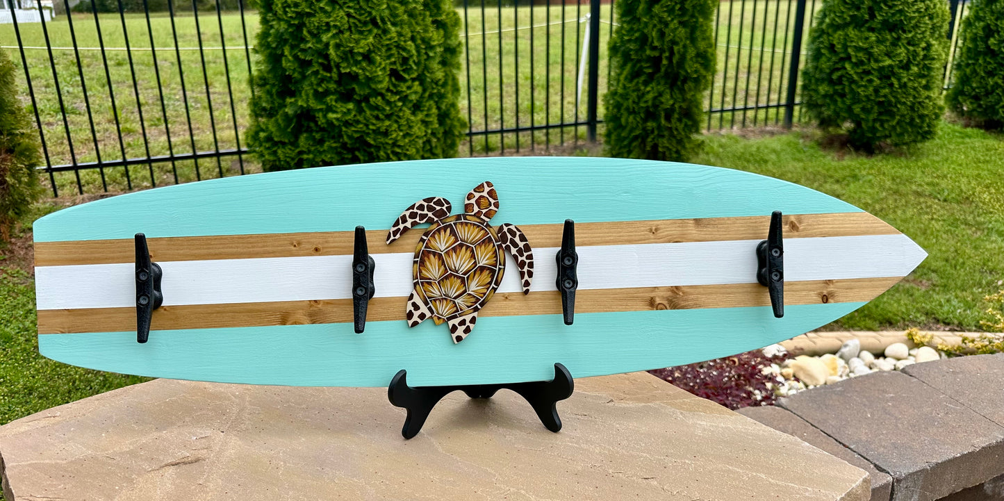 Sea Turtle Surfboard Beach Towel Rack (3 Sizes Available)