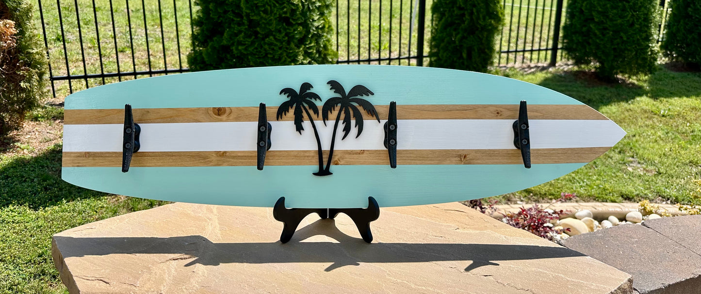 Surfboard Beach Towel Rack w/ Palm Trees (3 Sizes Available)