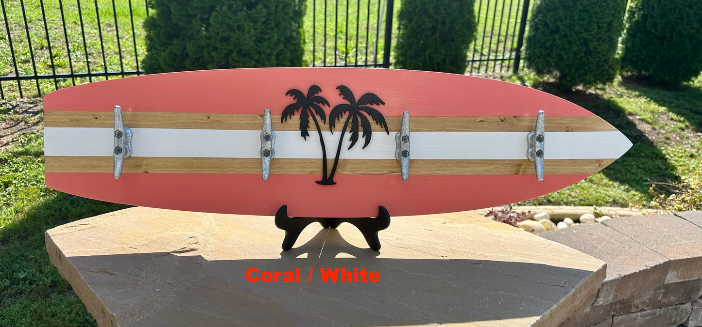 Surfboard Beach Towel Rack w/ Palm Trees (3 Sizes Available)