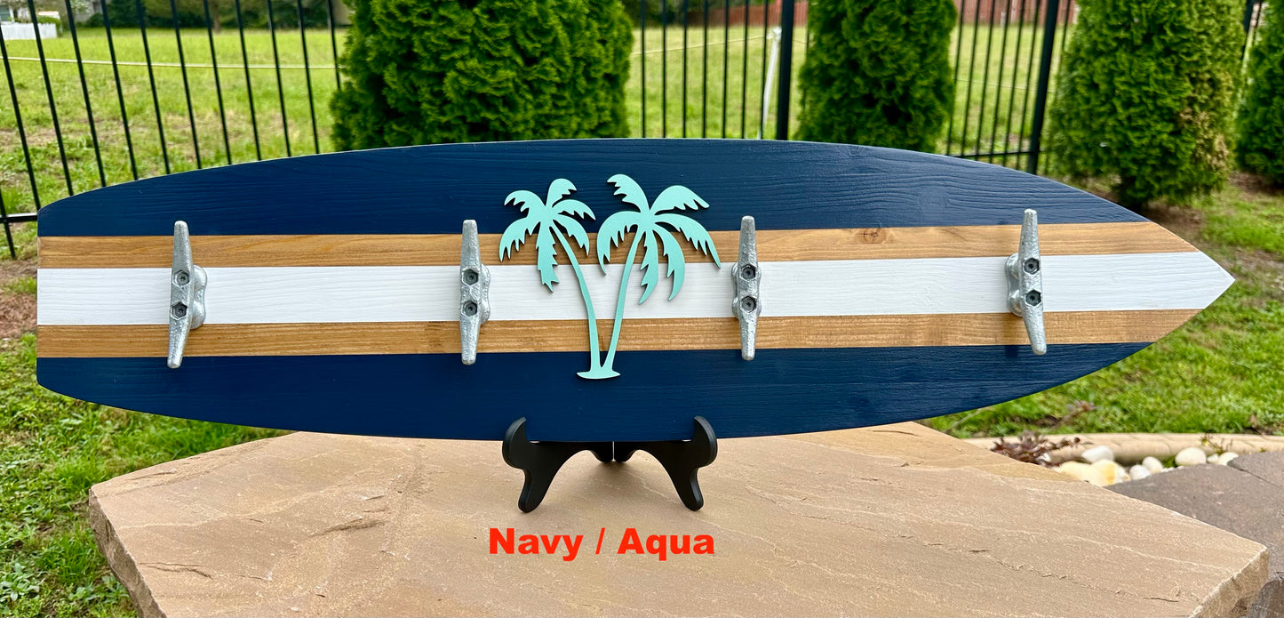 Surfboard Beach Towel Rack w/ Palm Trees (3 Sizes Available)