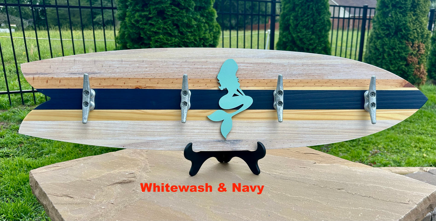 Extra Thick Whitewashed Surfboard Towel Rack (2 sizes available)