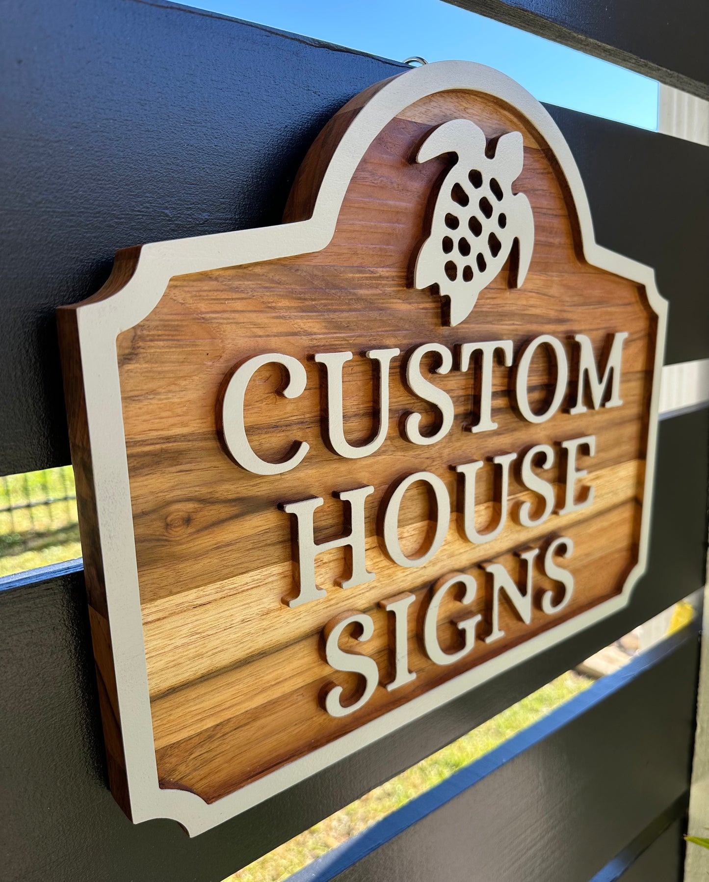 Custom Teak Rectangle Sign