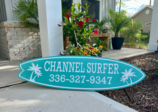 Custom Engraved PVC Surfboard Sign – 47" Personalized Outdoor Decor