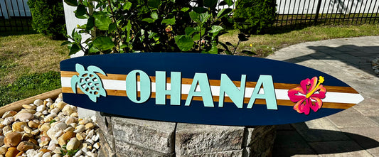 OHANA Surfboard Horizontal Sign (2 Sizes Available)