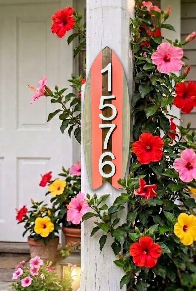 Surfboard Address Sign