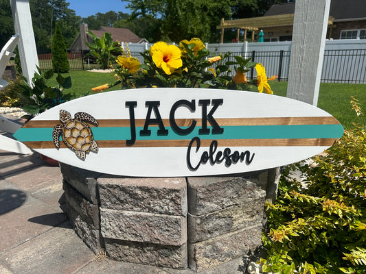 CUSTOM NAME Surfboard Horizontal Sign (3 Sizes Available)