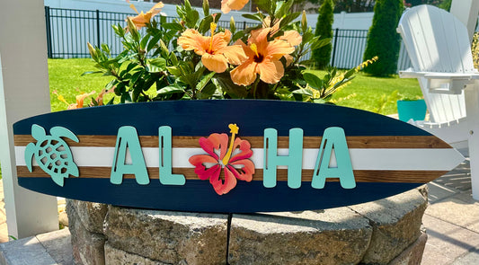 ALOHA Surfboard Horizontal Sign (2 Sizes Available)