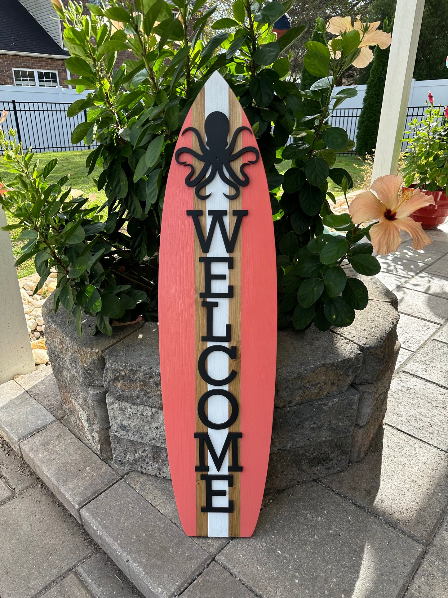 Octopus Surfboard Welcome Vertical Sign (2 Sizes Available)