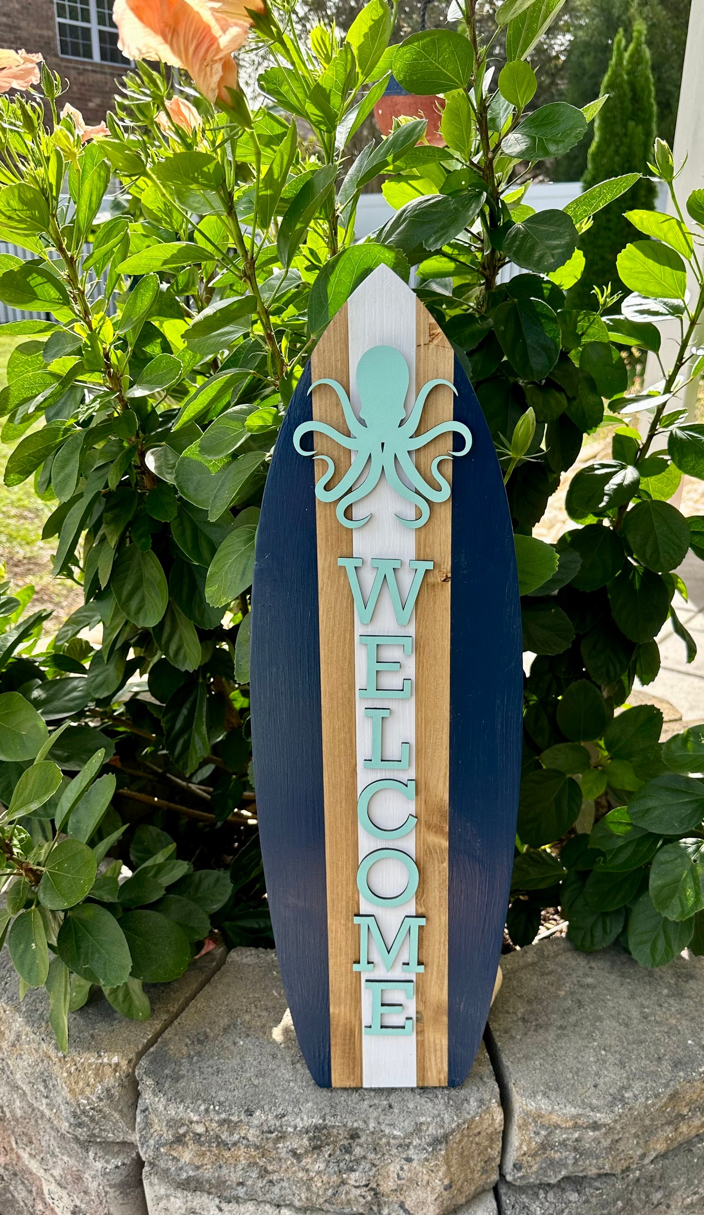 Octopus Surfboard Welcome Vertical Sign (2 Sizes Available)