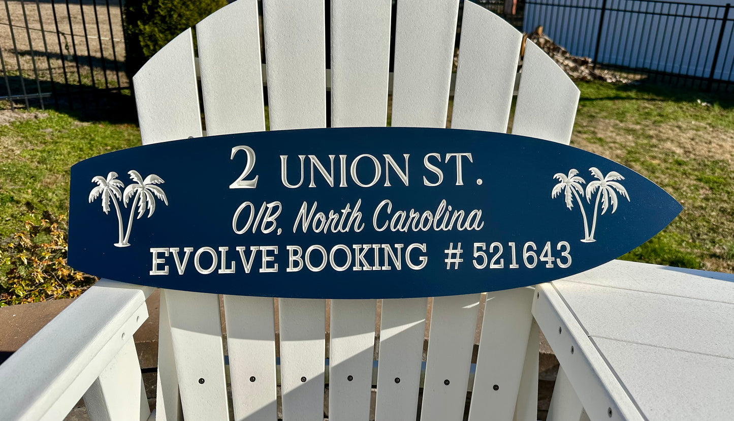 Custom Engraved PVC Surfboard Sign – 47" Personalized Outdoor Decor