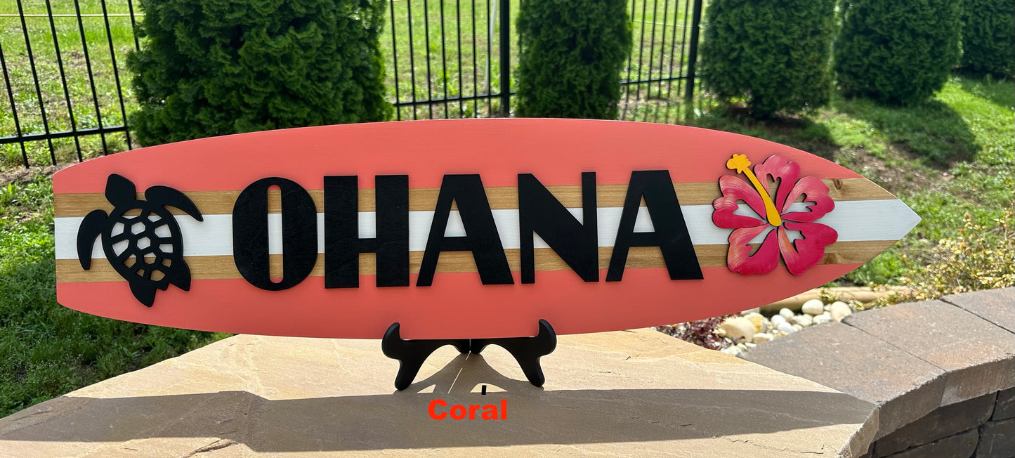 OHANA Surfboard Horizontal Sign (2 Sizes Available)