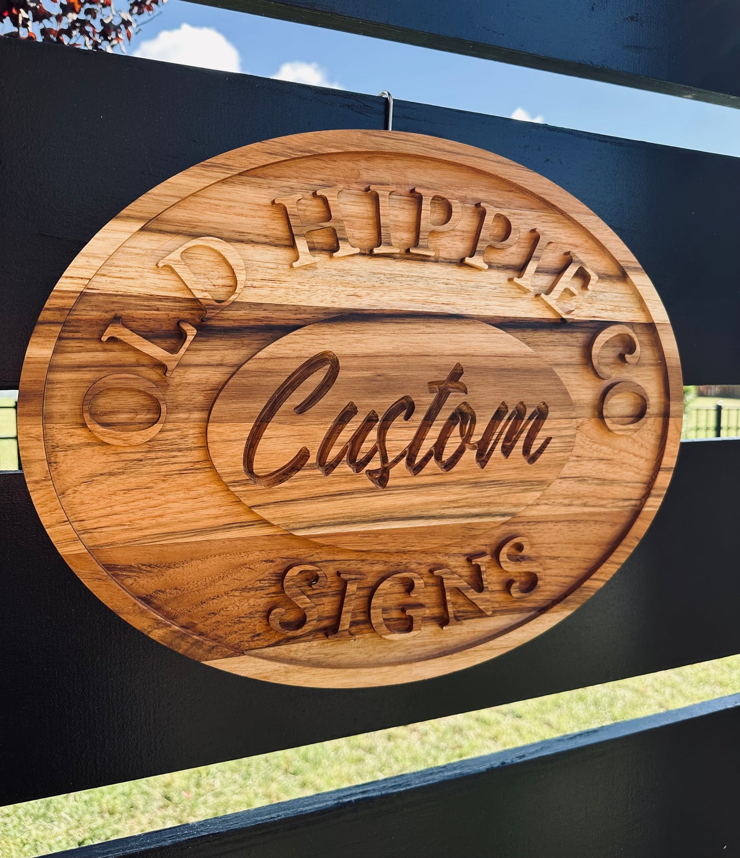 Oval Teak Custom Sign