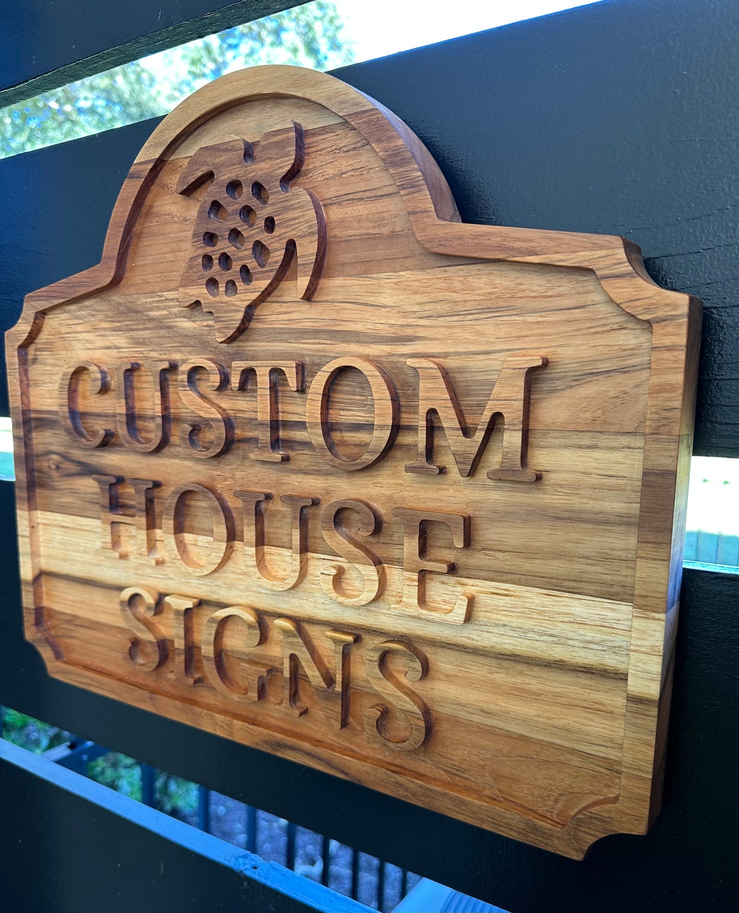 Custom Teak Rectangle Sign
