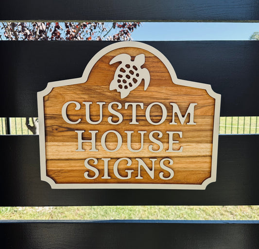 Custom Teak Rectangle Sign
