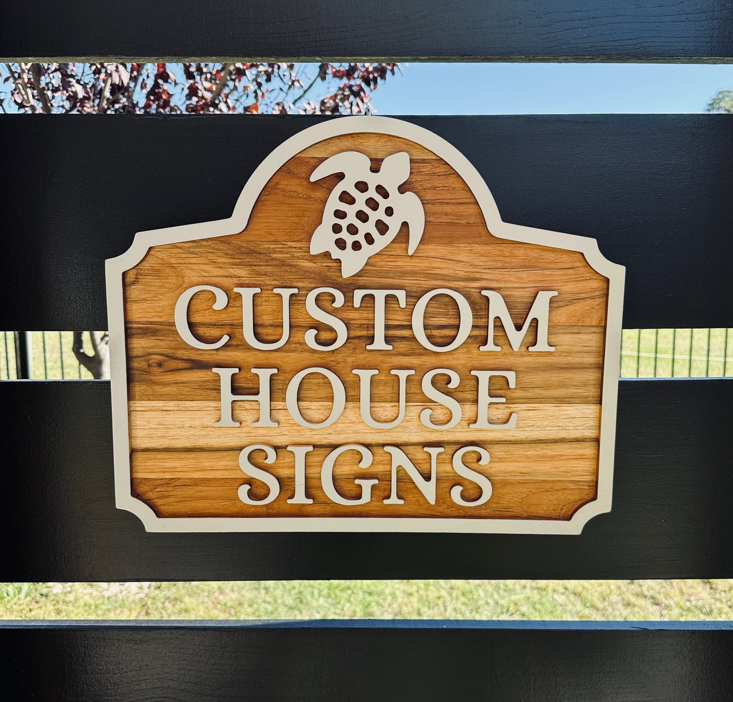 Custom Teak Rectangle Sign