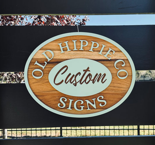 Oval Teak Custom Sign