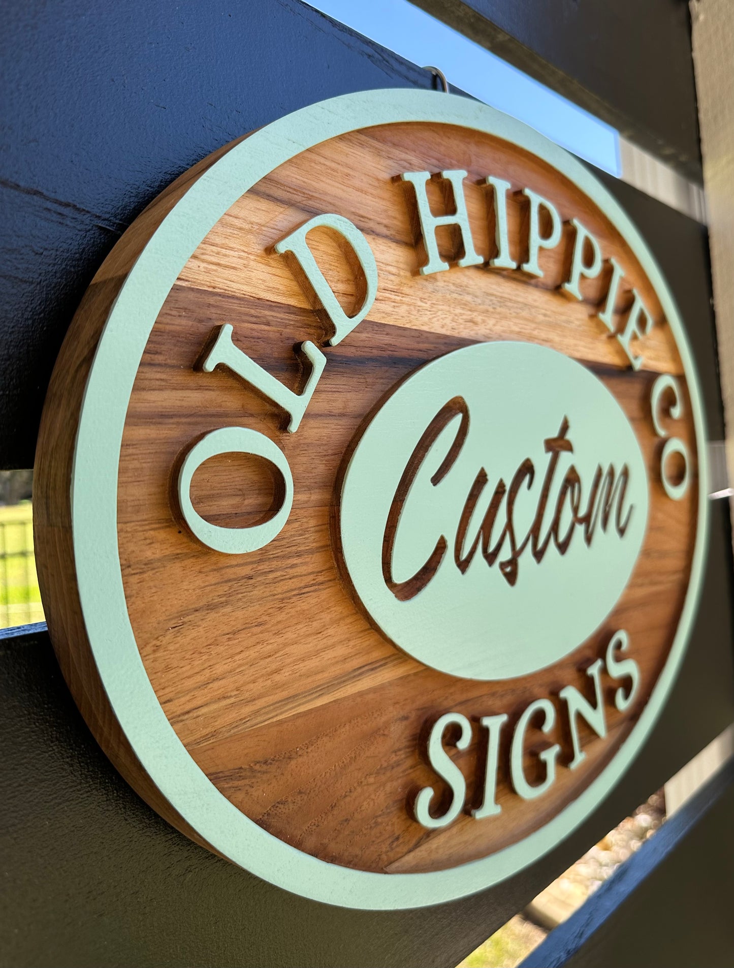 Oval Teak Custom Sign